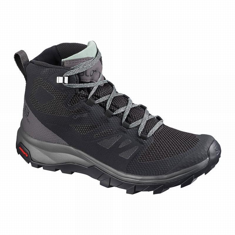 Botas De Montaña Salomon Mujer Negras / Verde - Salomon Argentina OUTLINE MID GORE-TEX ,607543-JZF